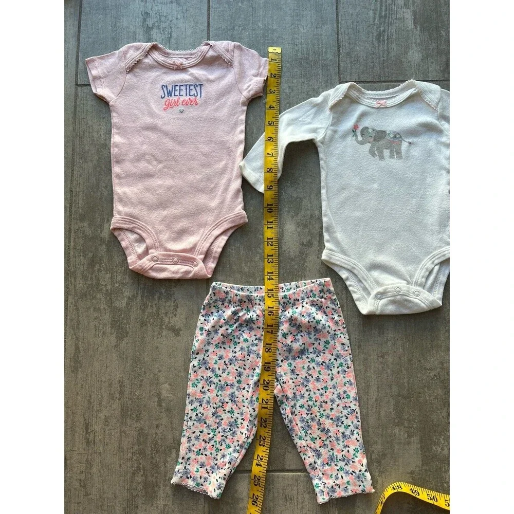 Baby Girl 3 Piece Outfit Set Boho Elephant SWEET One Piece Bodysuits & Pants 3m